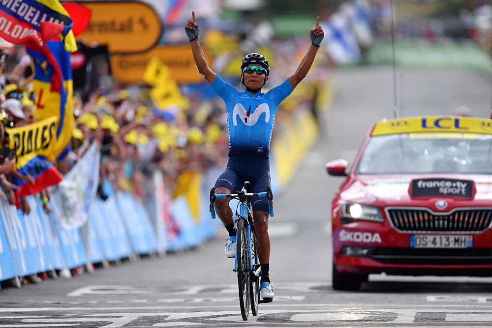 Nairo Quintana (Movistar) wins stage 18 at the Tour de France