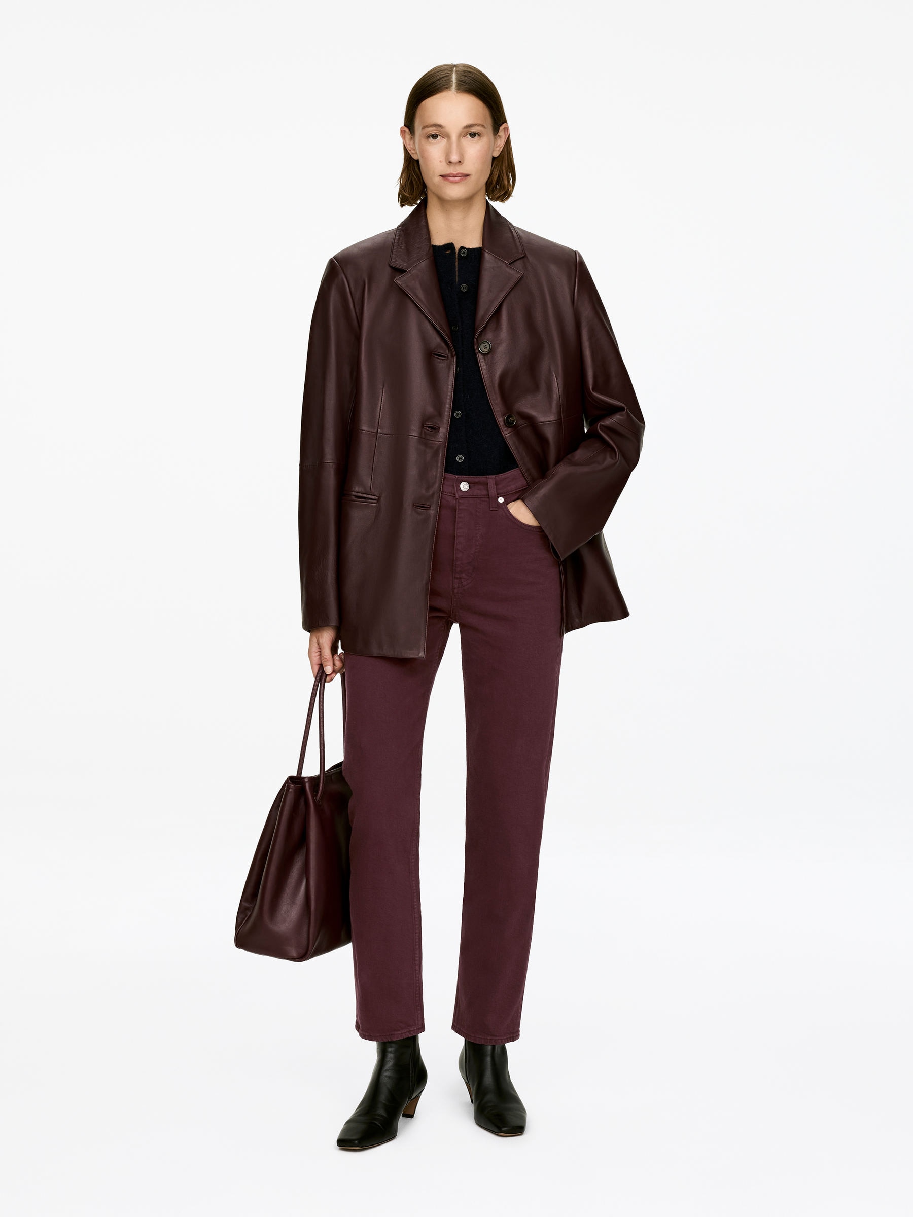 Jade Cropped Slim Jeans &amp;ndash; Dark Red &amp;ndash; Women &amp;ndash; Arket Gb