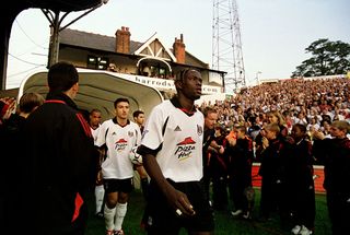 Louis Saha of Fulham walk out on to the pitch before the Barclaycard FA Premiership match against Sunderland played at Craven Cottage, London.