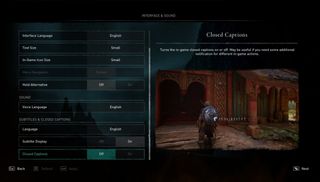Assassin's Creed Valhalla accessibility options