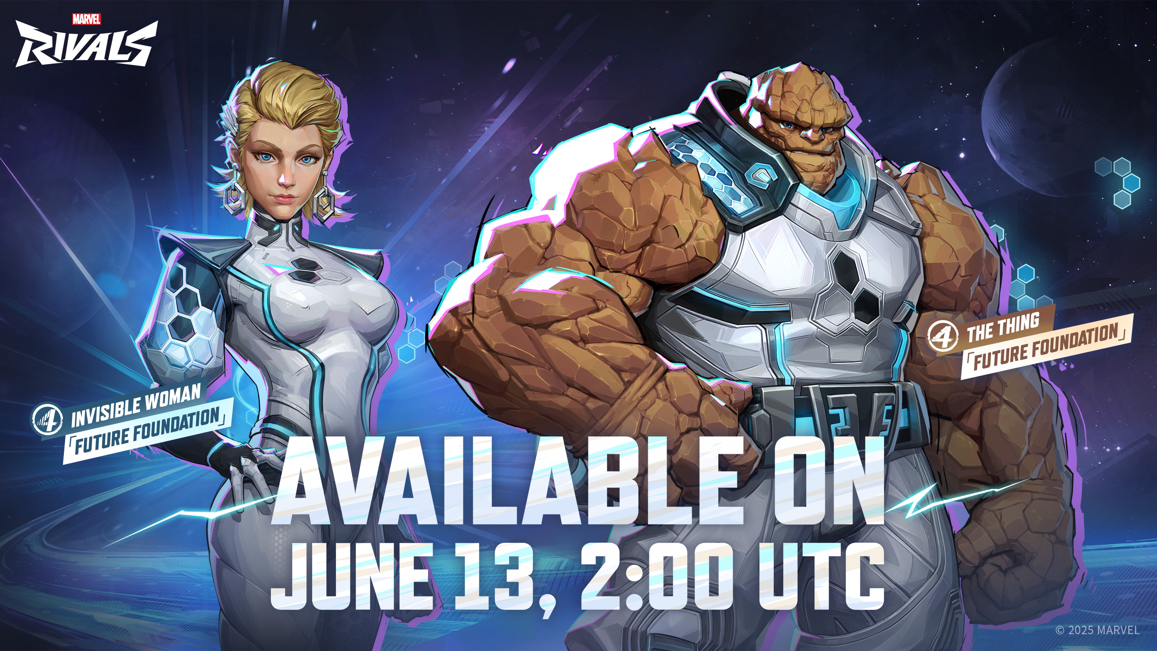 The Future Foundation skins for Invisible Woman and The Thing, futuristic white super suits