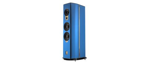 Audio Solutions Figaro M2 in a blue finish on a white background