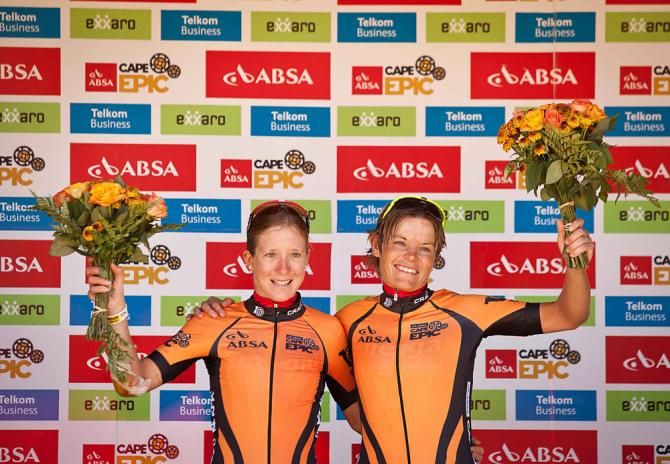 Stage 3 women's winners Catherine Williamson and Yolande Speedy
