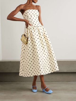 Polka-Dot Taffeta Midi Dress