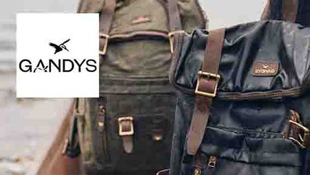 Gandys Logo places over a picture of gandys rucksack