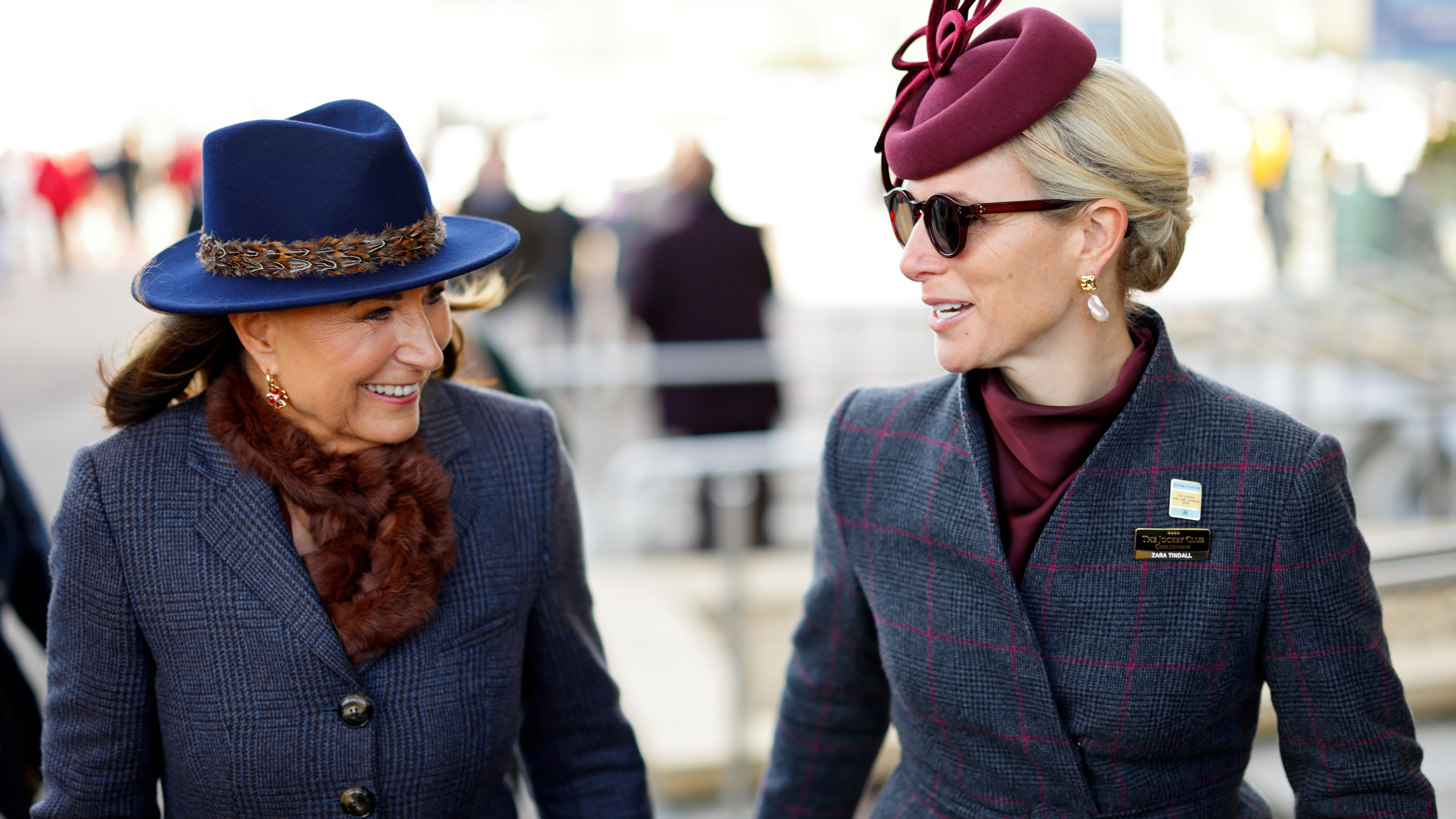 Carole Middleton and Zara Tindall attend day 2 'Ladies Day' of the Cheltenham Festival at Cheltenham Racecourse on March 11, 2026