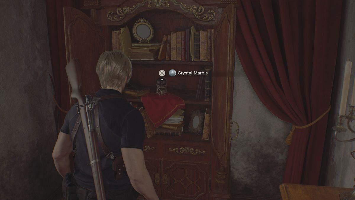 leon in front of an open cabinet