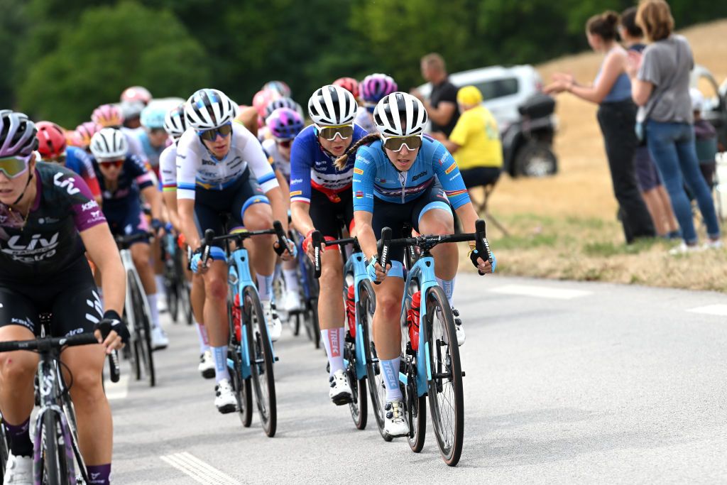 SAINTDIDESVOSGES FRANCE JULY 28 Shirin Van Anrooij of Netherlands and Team Trek Segafredo competes during the 1st Tour de France Femmes 2022 Stage 5 a 1756km stage from BarleDuc to SaintDidesVosges TDFF UCIWWT on July 28 2022 in SaintDidesVosges France Photo by Dario BelingheriGetty Images