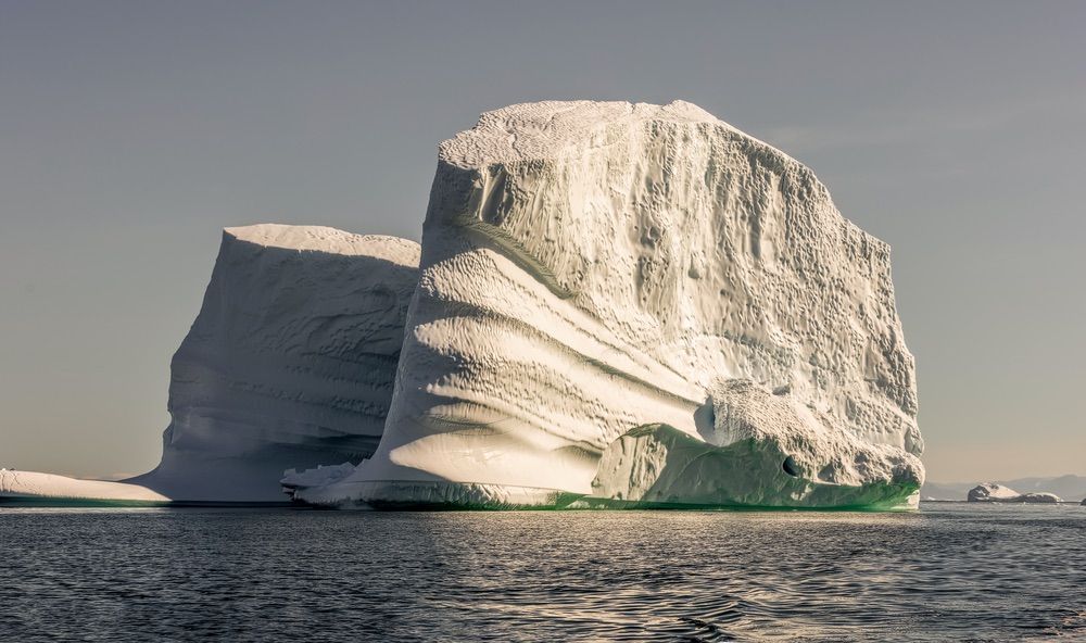 Huge icebergs can be seen in Disko Bay, West Greenland.