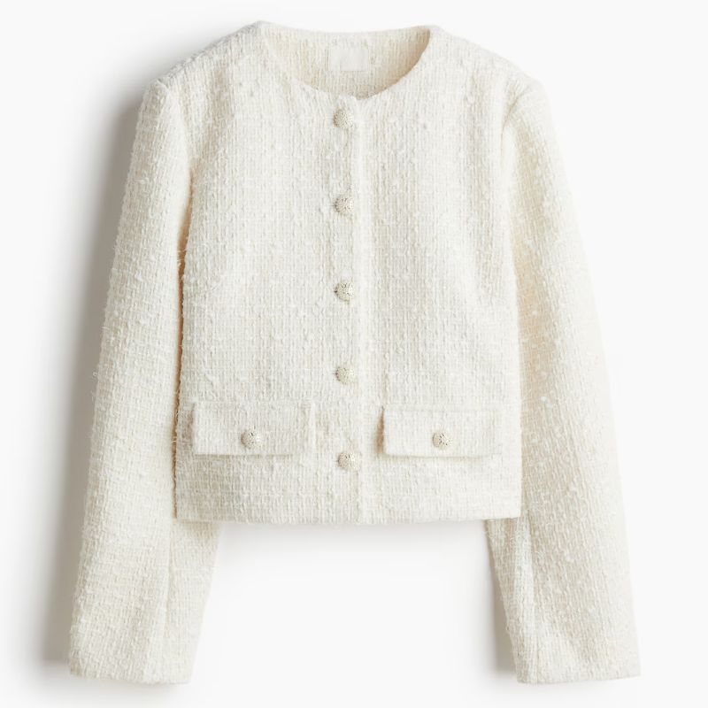 white boucle jacket