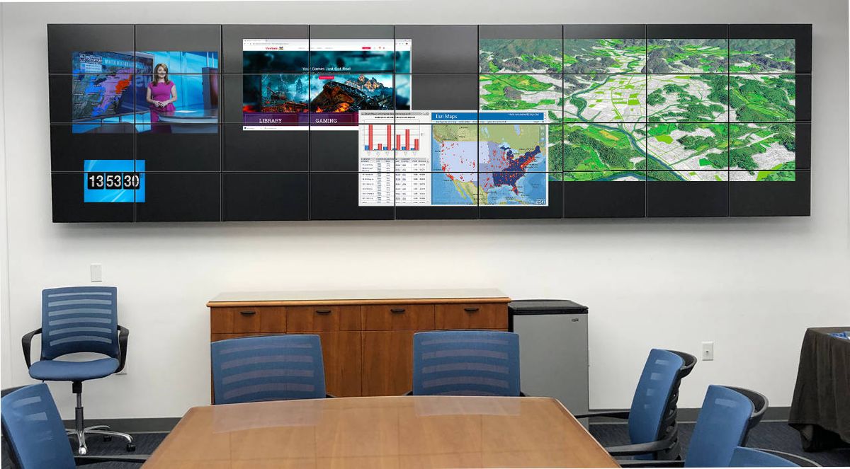 Large wall mounted computer display