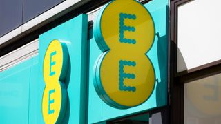 EE mobile network store front on Oxford Street in central London.