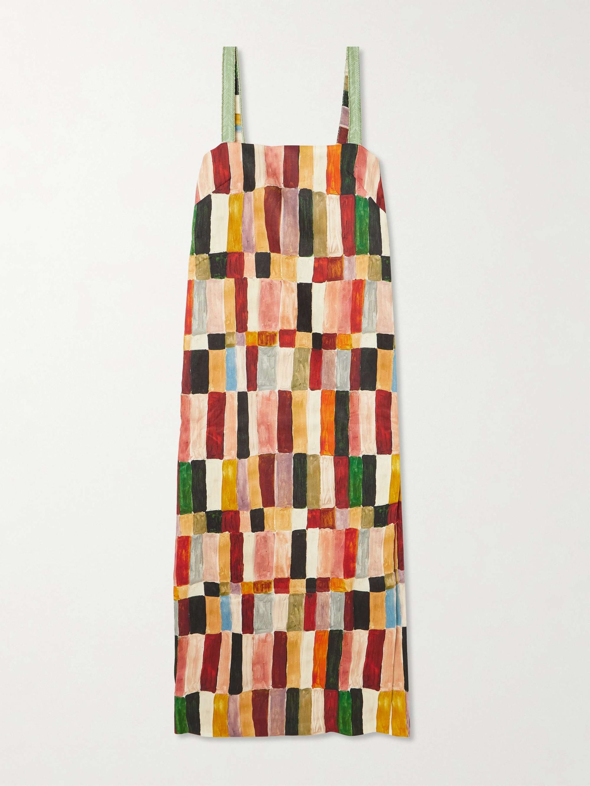+ Laurence Leenaert Marjorelle Bead-Embellished Printed Linen and Silk-Blend Midi Dress