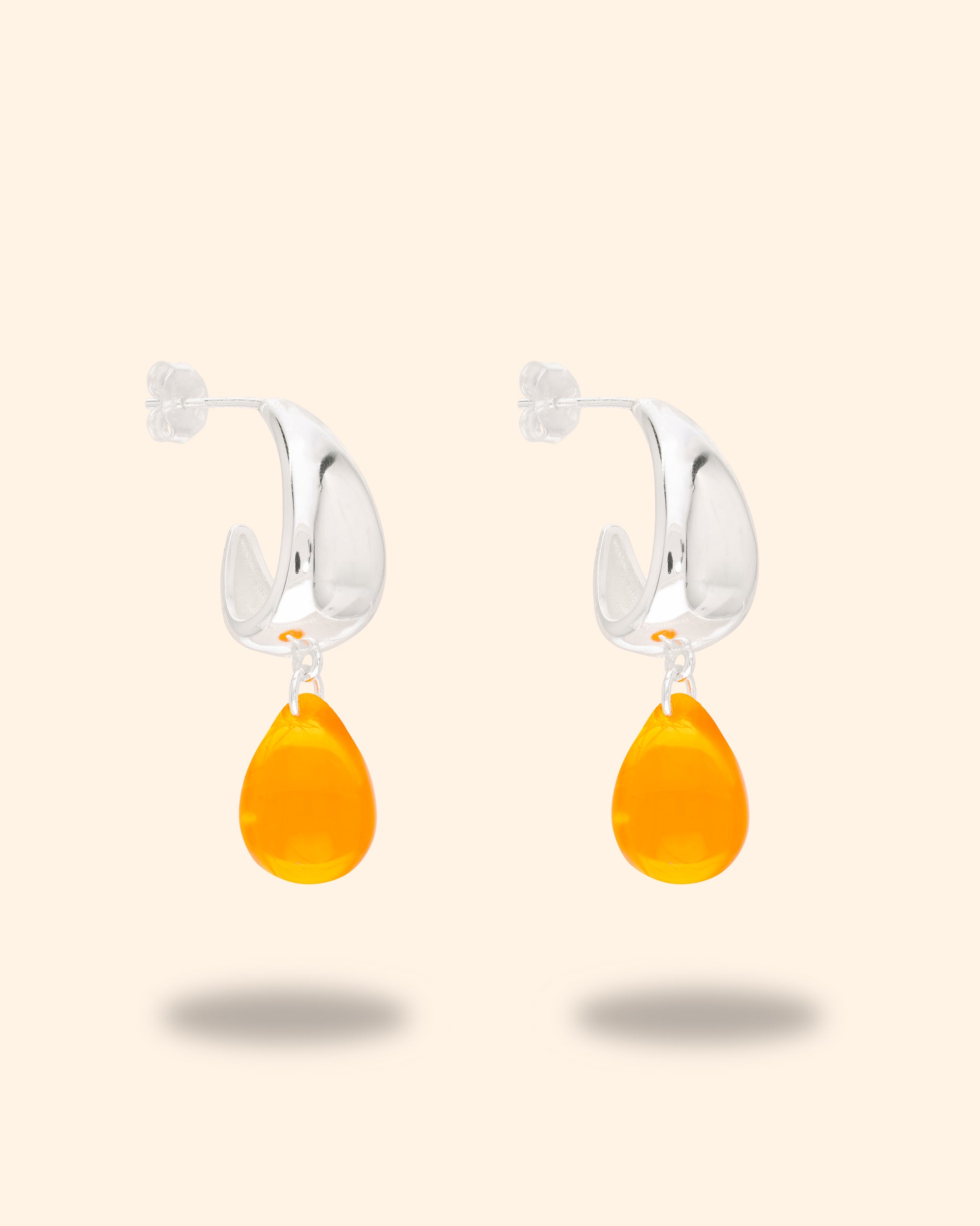 Orange Drop Earrings in Silver