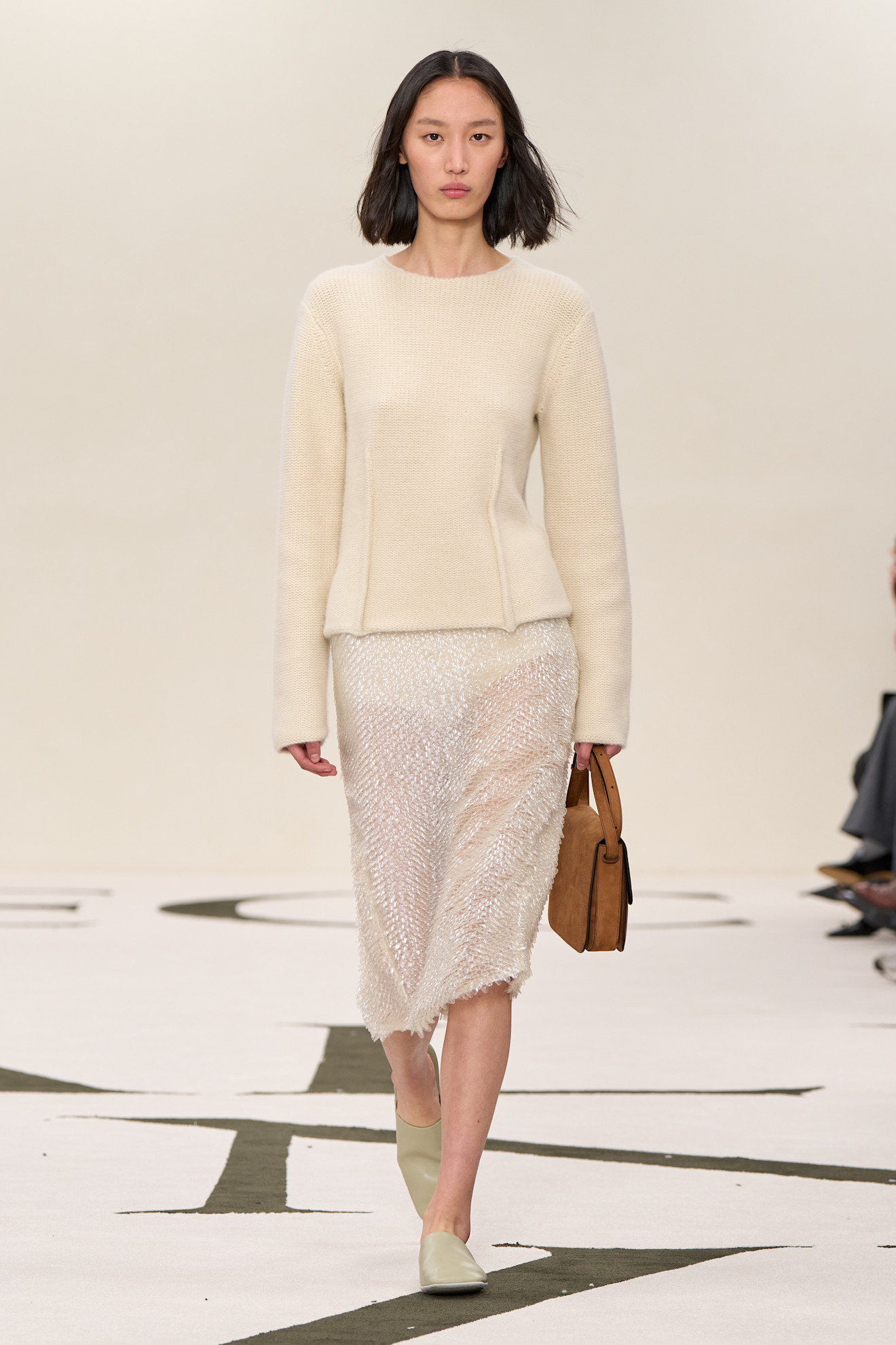 A model wore Lily Collins&#039;s skirt on the Calvin Klein Fall 2025 runway