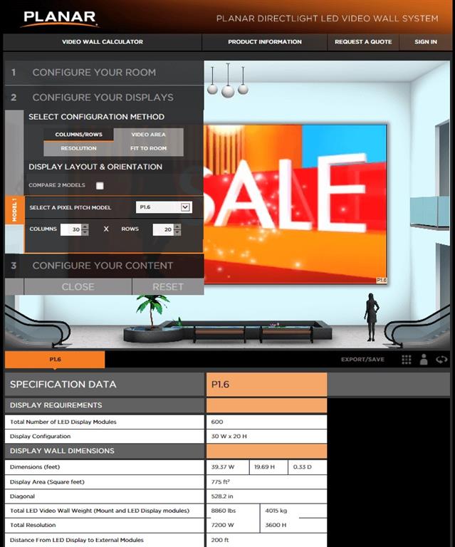 Planar Video Wall Calculator