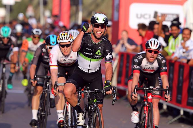 Mark Cavendish wins on stage one of the Abu Dhabi Tour