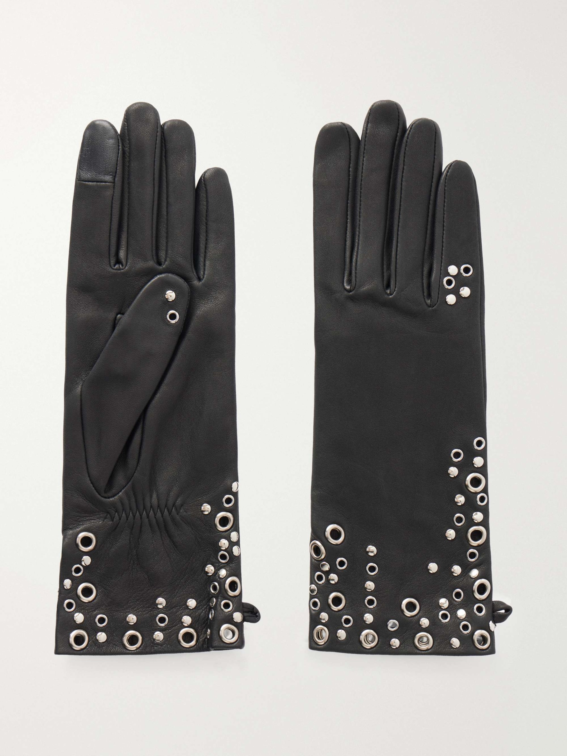 Elfie Embellished Leather Gloves