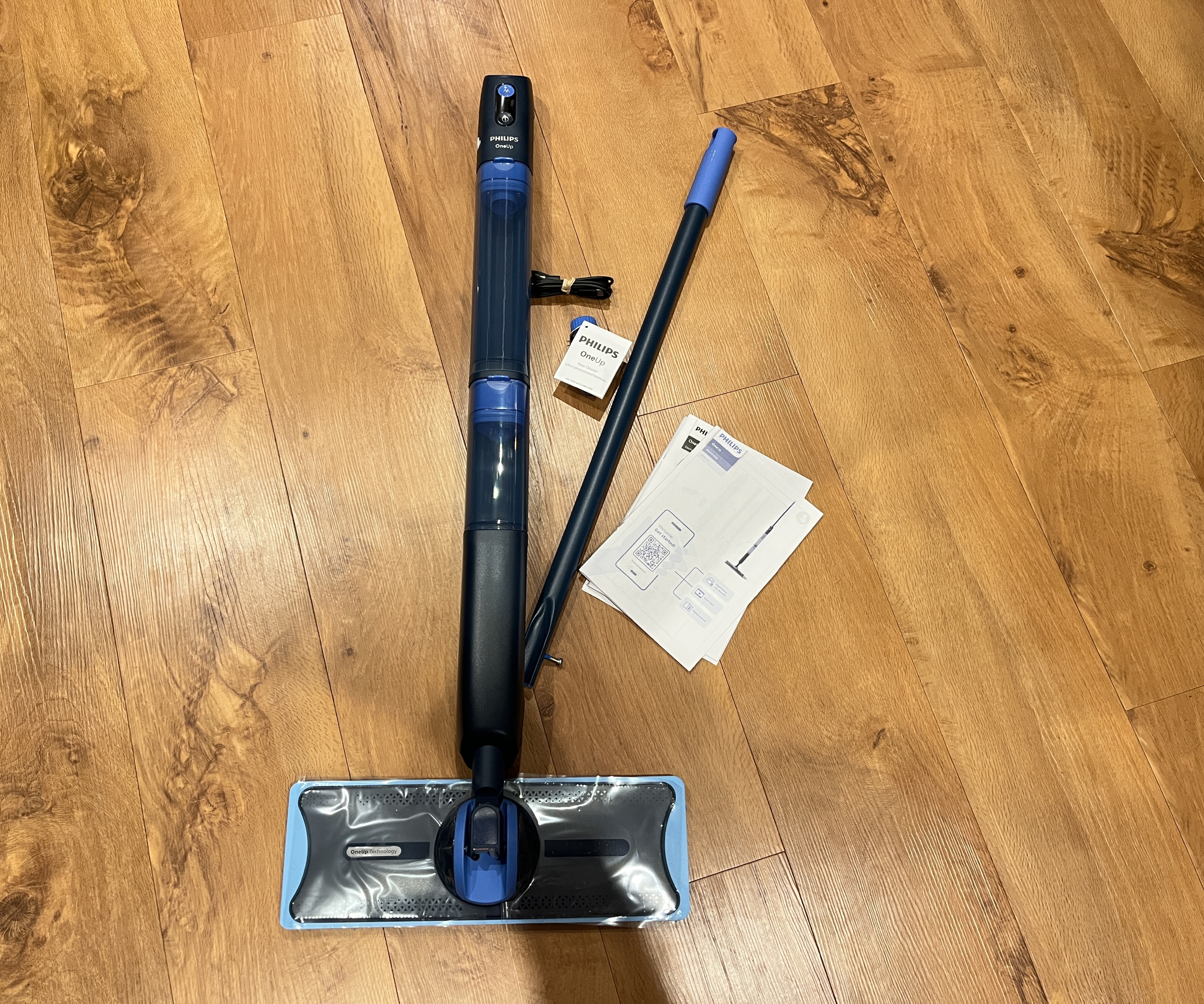 mop and contents laid out on floor