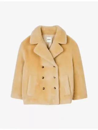 Double-Breasted Relaxed-Fit Faux-Fur Coat