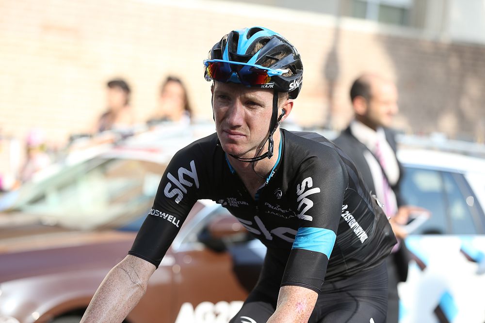 Team Sky's Ian Boswell, third the day before, finishes the Vuelta's stage 12.