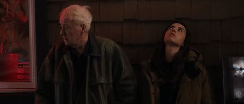 Harris Shaw (Michael Caine) wonders about his next drink while Lucy Stanbridge (Aubrey Plaza) worries about the future of her publishing company in Lina Roessler's 'Best Sellers'.