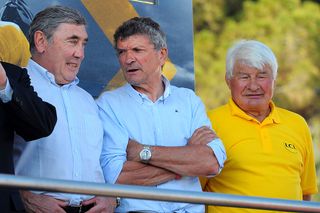 Eddy Merckx, Bernard Thevenet and Raymond Poulidor at the 100th Tour de France in 2013