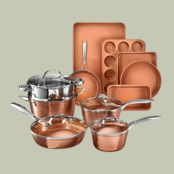 GOTHAM STEEL, Gotham Steel 15 Pc Hammered Pots and Pans Set