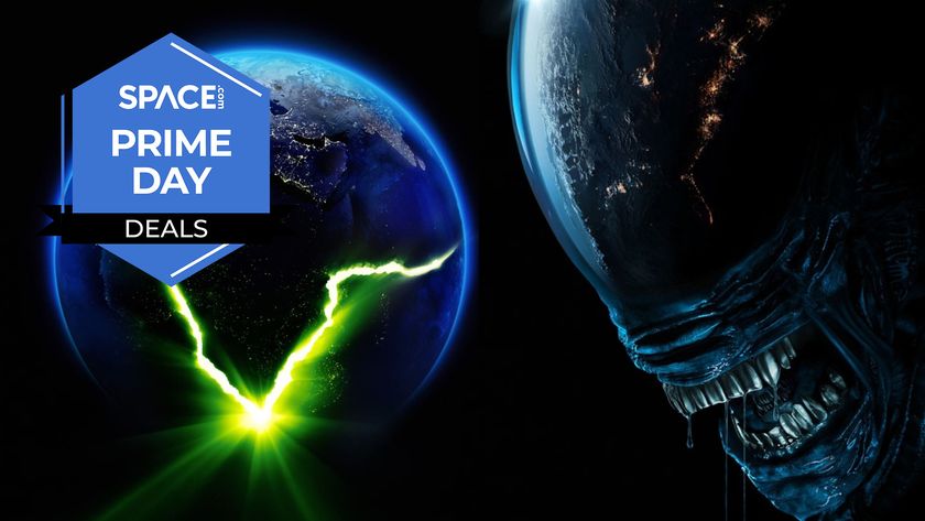 An image of a Xenomorph Alien alongside Earth, in space, with a green line appearing on Earth. 