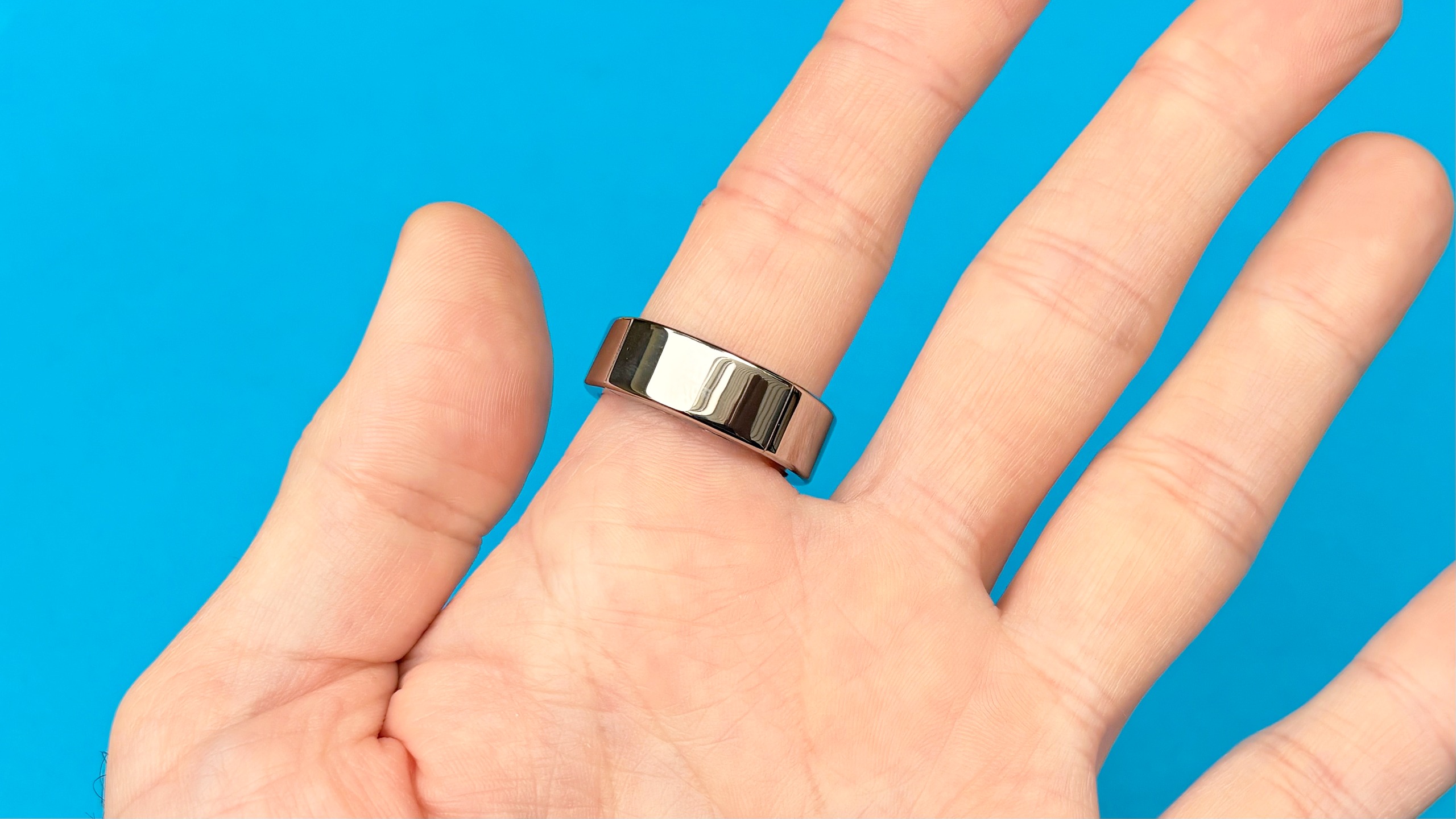 Close-up of the flagship Ultrahuman Ring Pro, a direct rival to the Oura Ring 5