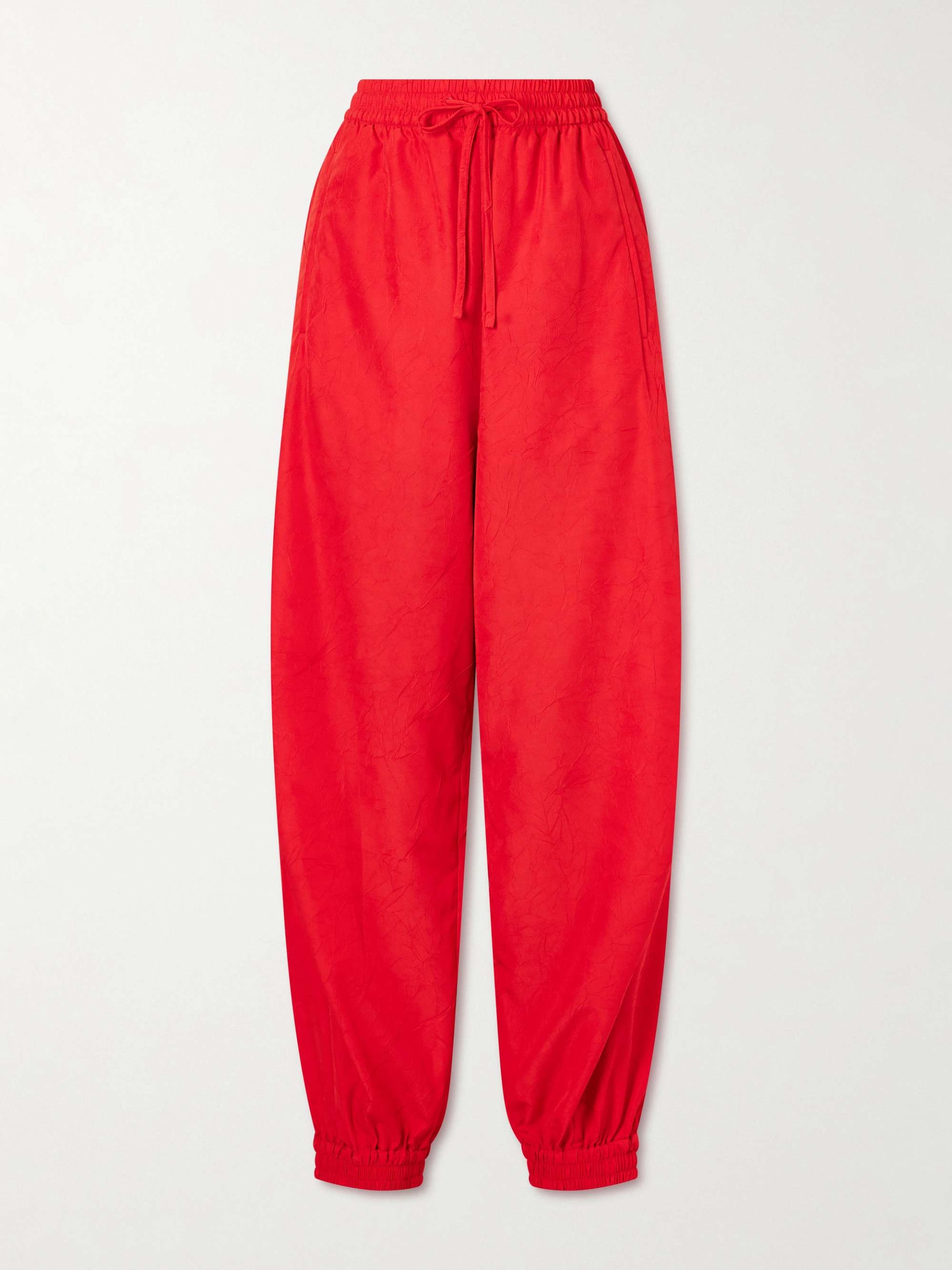 Crinkled Cotton-Blend Balloon Pants