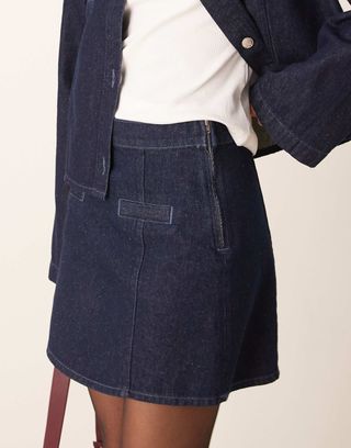 ASOS Design Denim tailor -made mini skirt with seam details in Indigo