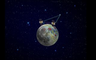 Using a precision formation-flying technique, the twin GRAIL spacecraft maps the moon's gravity field, as depicted in this artist's rendering. Image uploaded on Nov. 7, 2013.