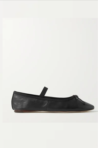 Leonie Bow-Embellished Leather Flats