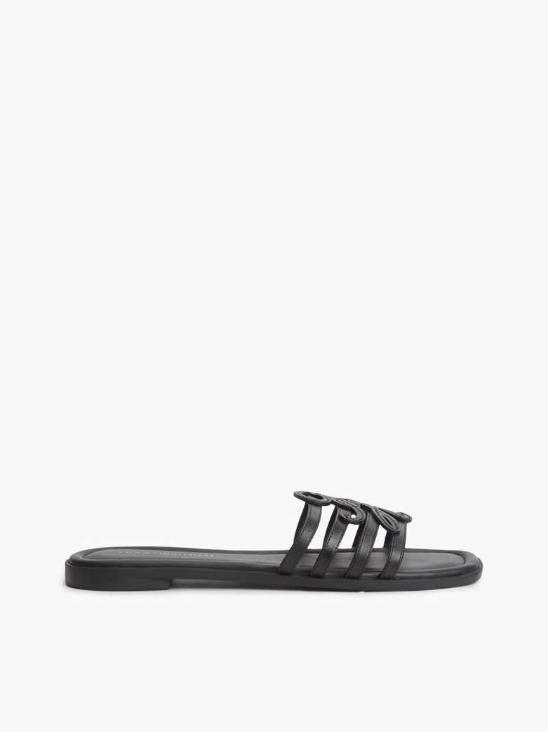 Logo Strap Leather Mules