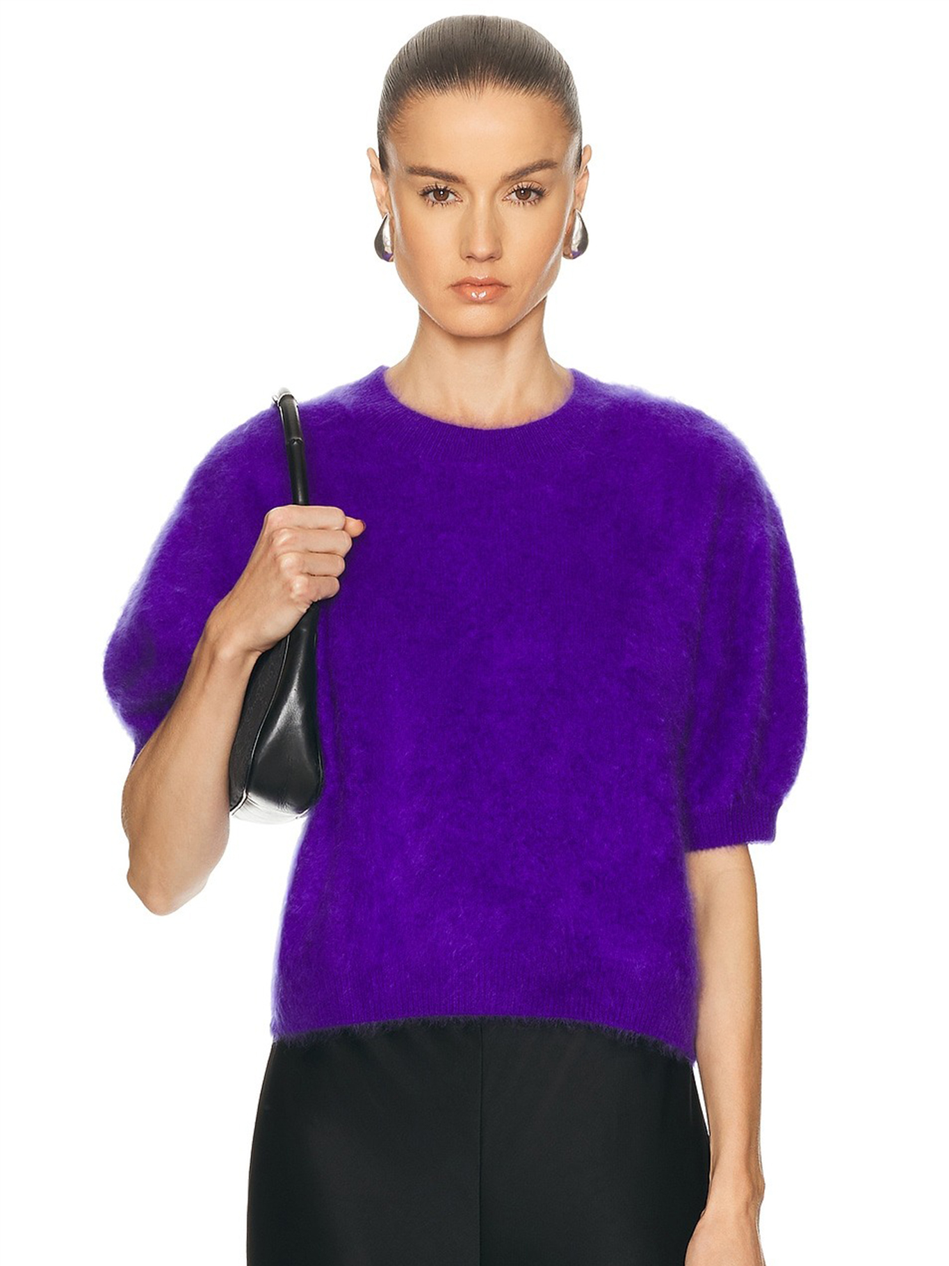 Cashmere High V-Neck Sweater in Stripe