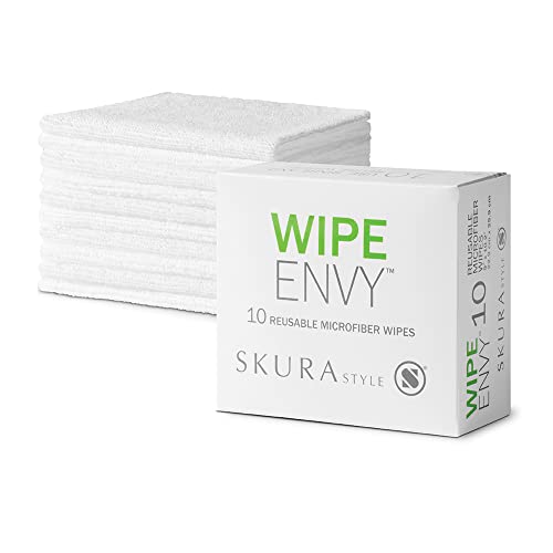 Skura Style Wipe Envy&amp;trade; All Purpose Lint Free Microfiber Reusable Cleaning Wipes &amp;ndash; White, 10 Count