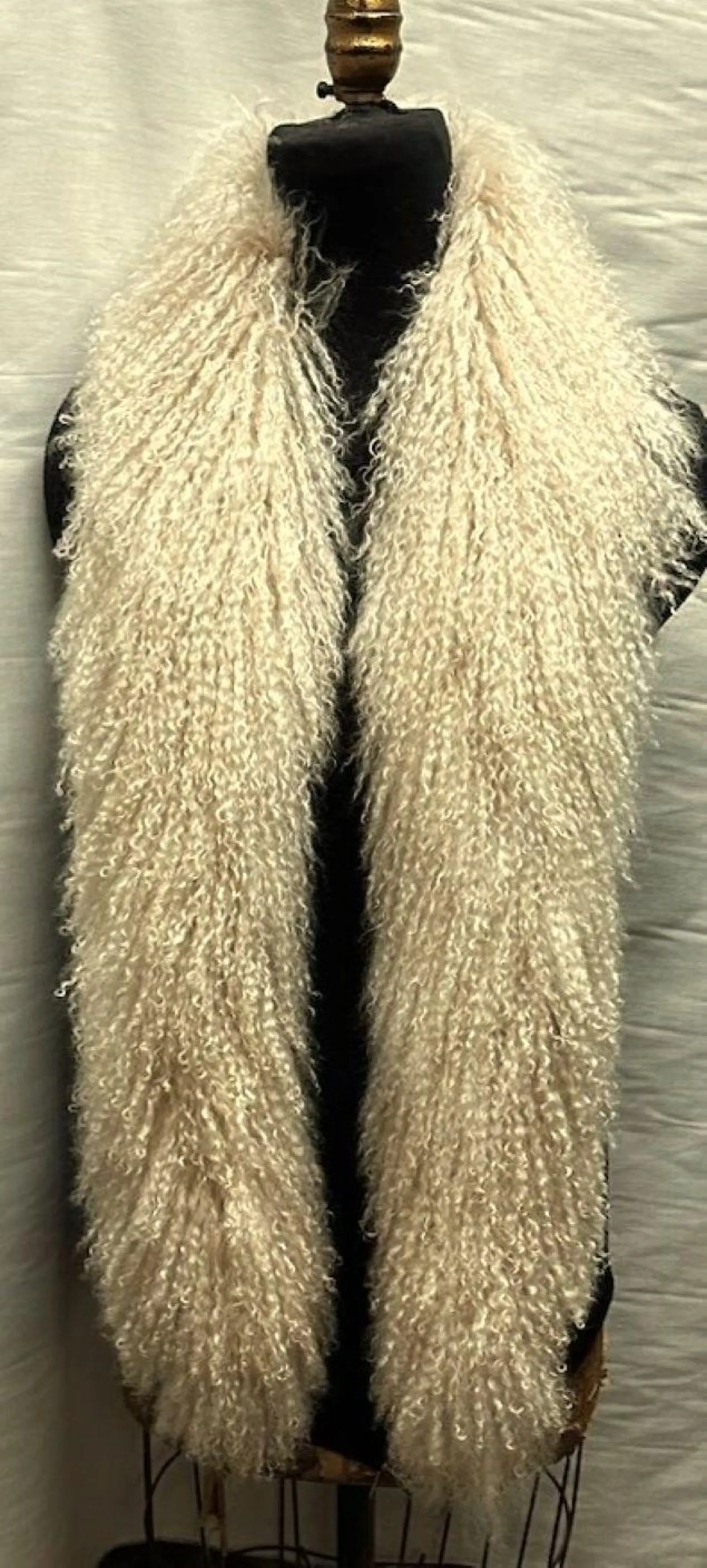 Etsy, Cream Mongolian Lamb Tibetan Fur Boa