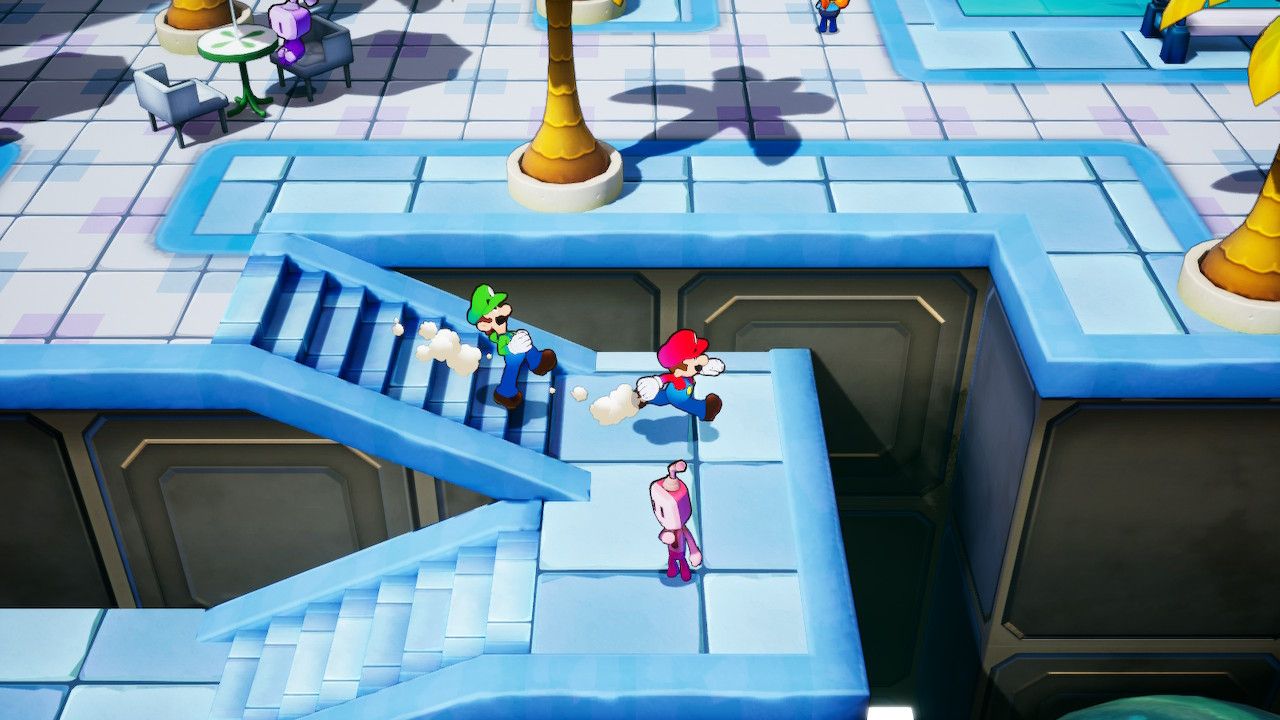 The brothers run around a town in Mario &amp; Luigi: Brothership