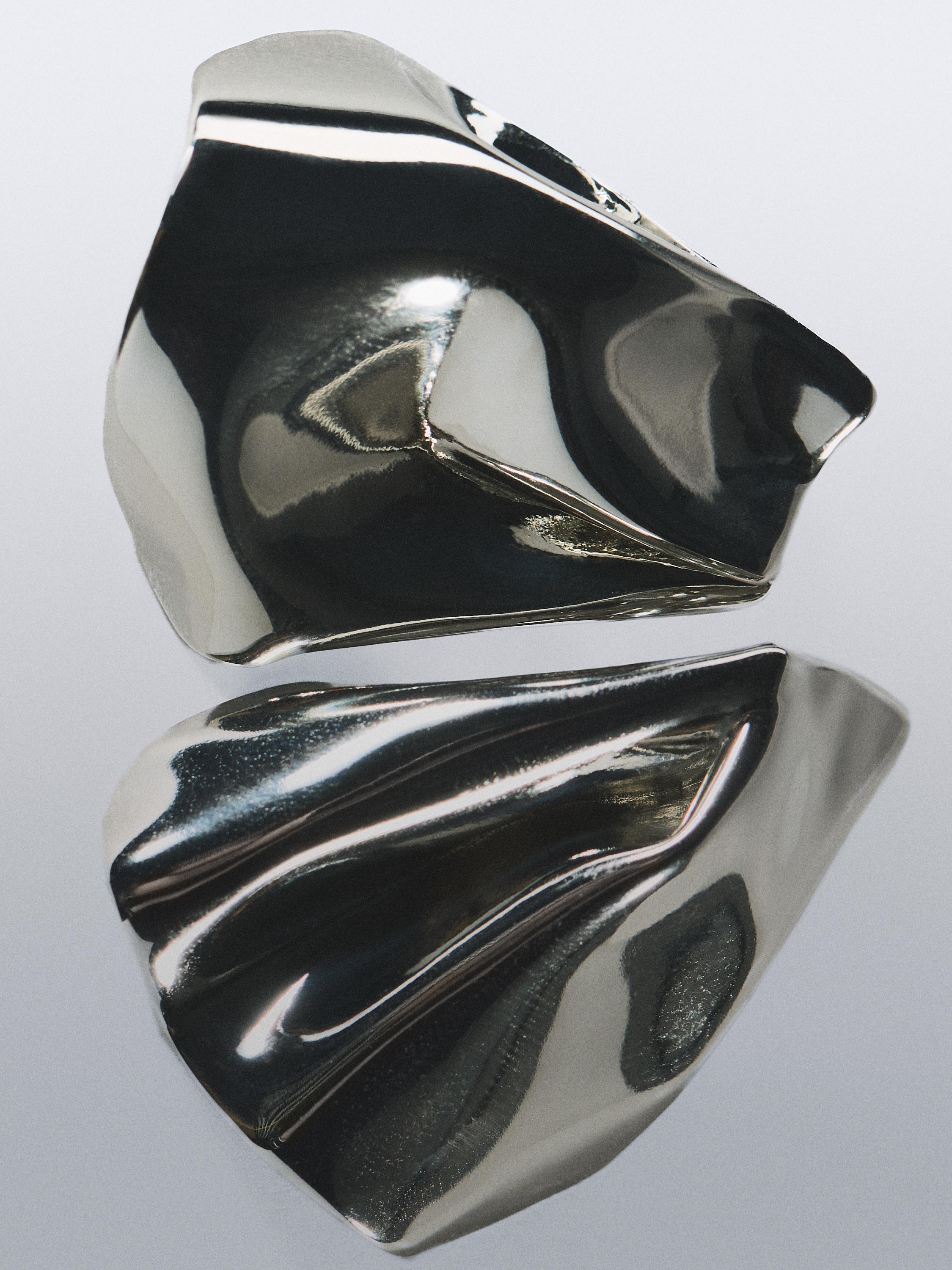 Massimo Dutti silver pleated earrings