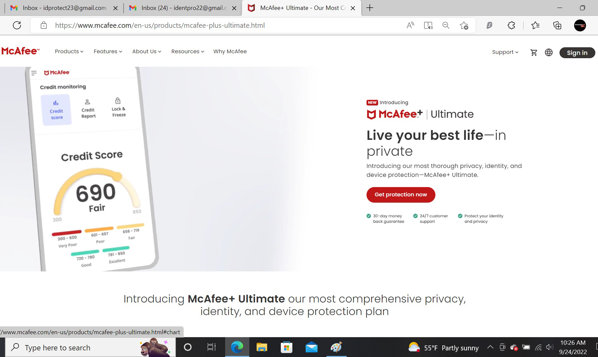 McAfee+ Ultimate app screen shot