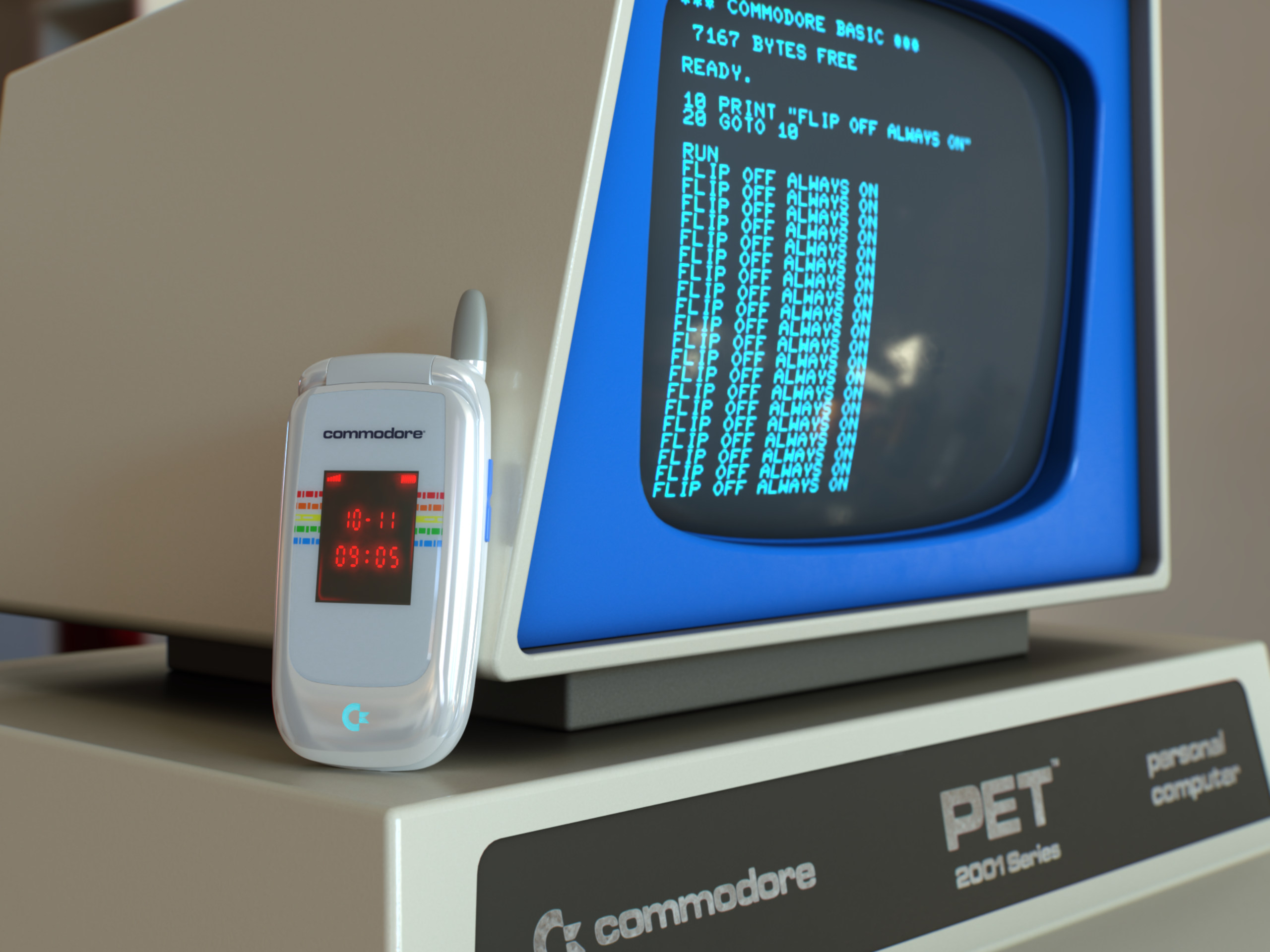 The Callback 8020 alongside the Commodore PET PC from 1977