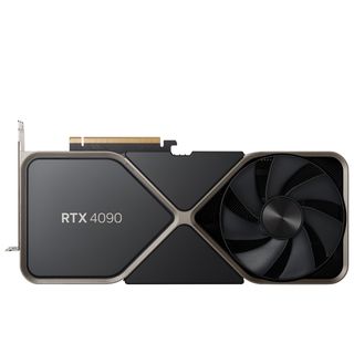 An Nvidia RTX 4090 graphics card against a while background