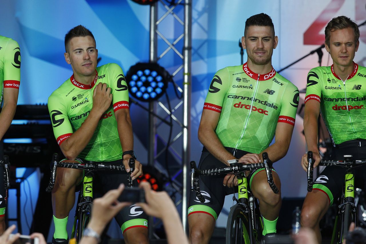 Cannondale-Drapac riders on the stage