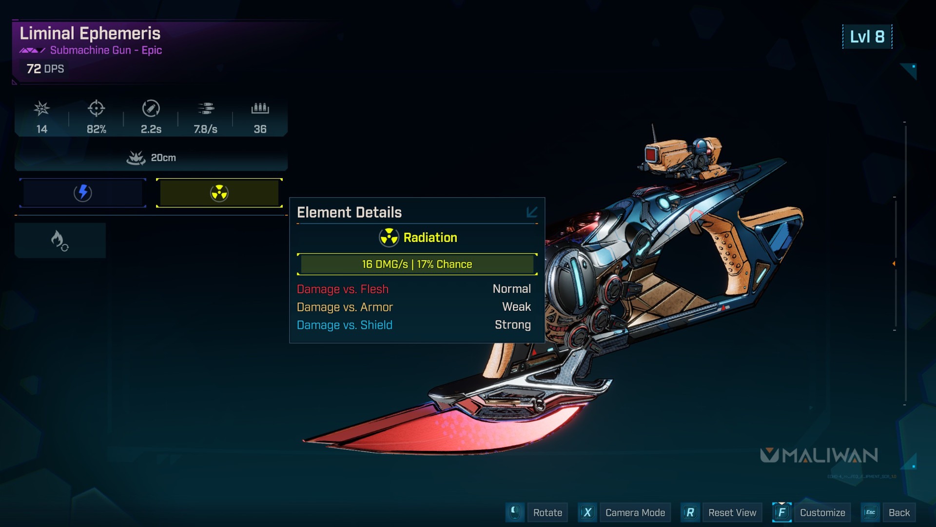Borderlands 4 elemental damage types maliwan gun with radiation and shock damage