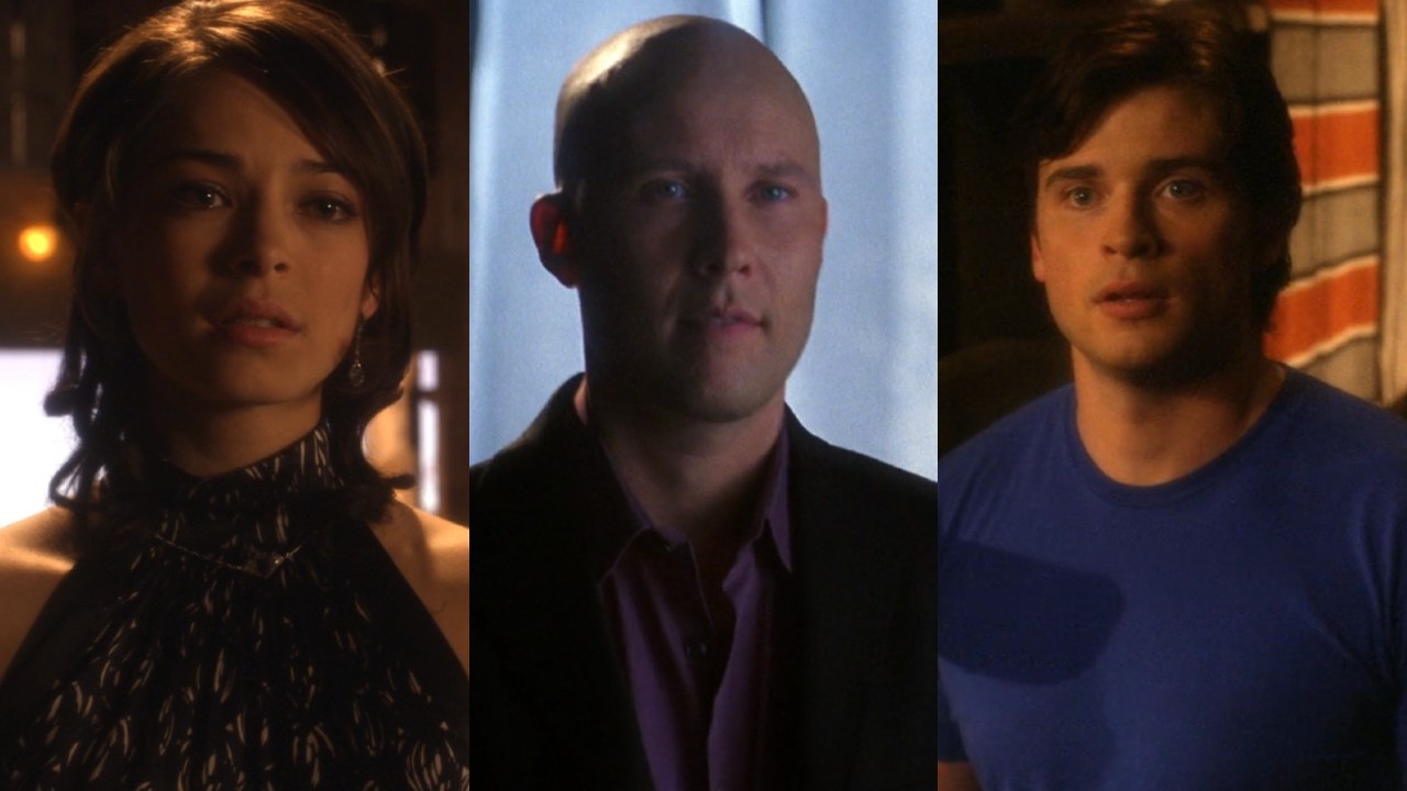 Screenshots of Lana, Lex, and Clark in Smallville.