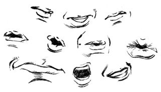 How to draw a face: Several drawings of lips in different expressions