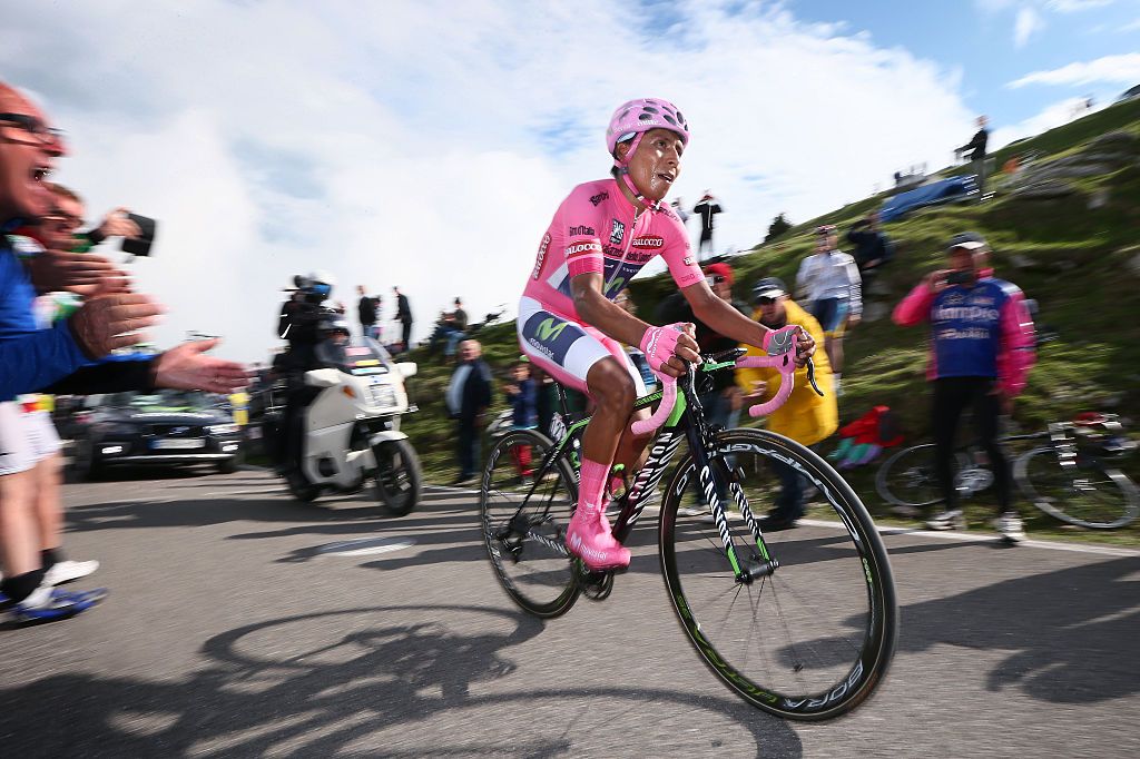 Giro d&#039;Italia 2014: overall winner Nairo Quintana en route to victory on the Monte Grappa