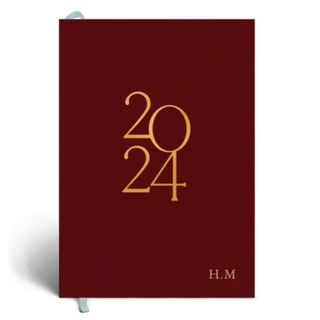 personalised gifts red leather 2024 diary