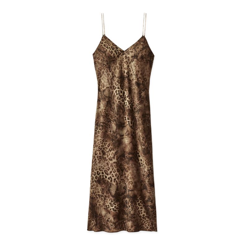 An animal print slip dress